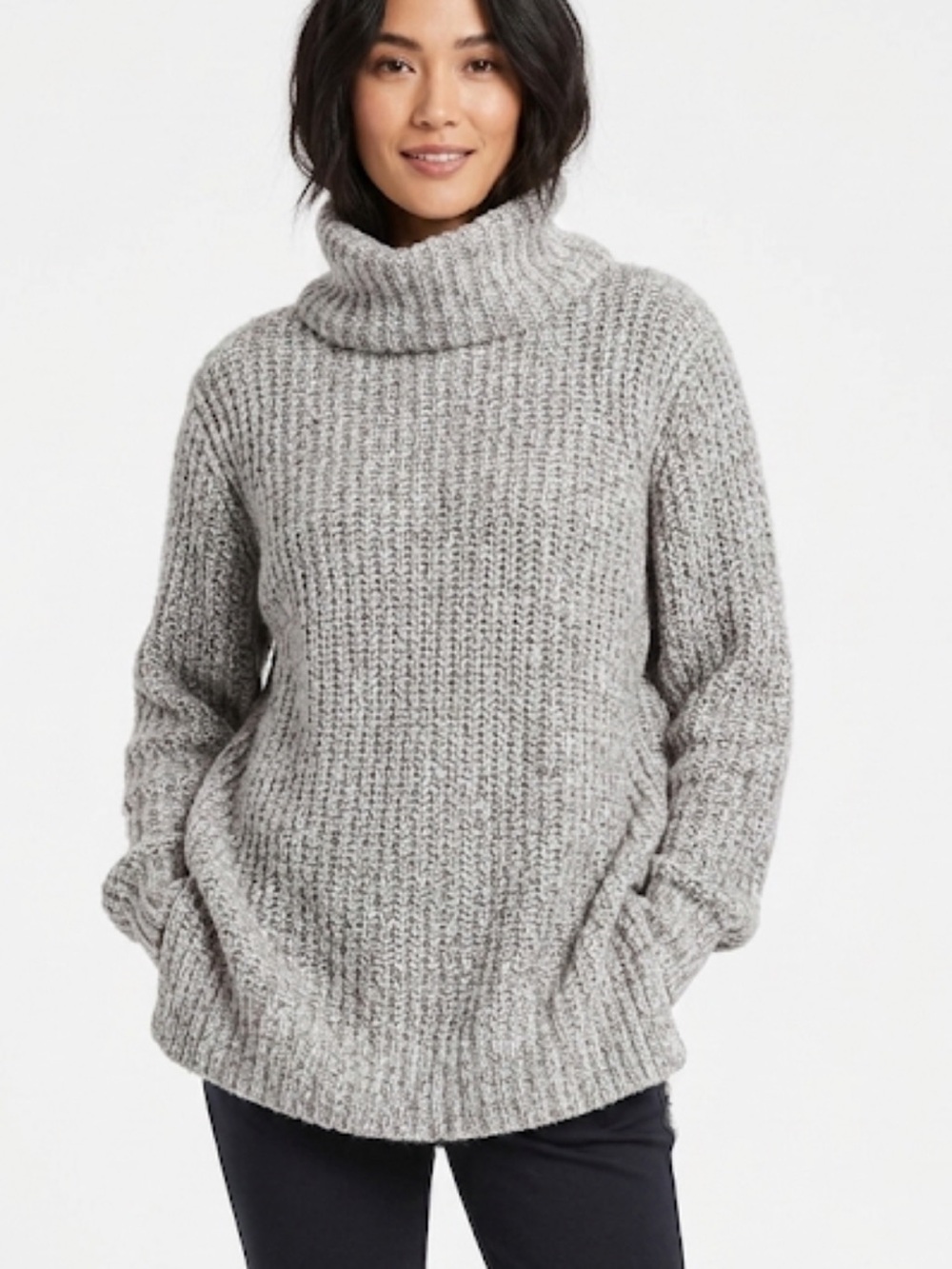 Forever 21 Gray Chunky Knit Turtleneck Sweater